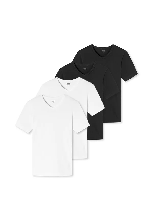 4 PACK - Undershirt - schwarz/weiß