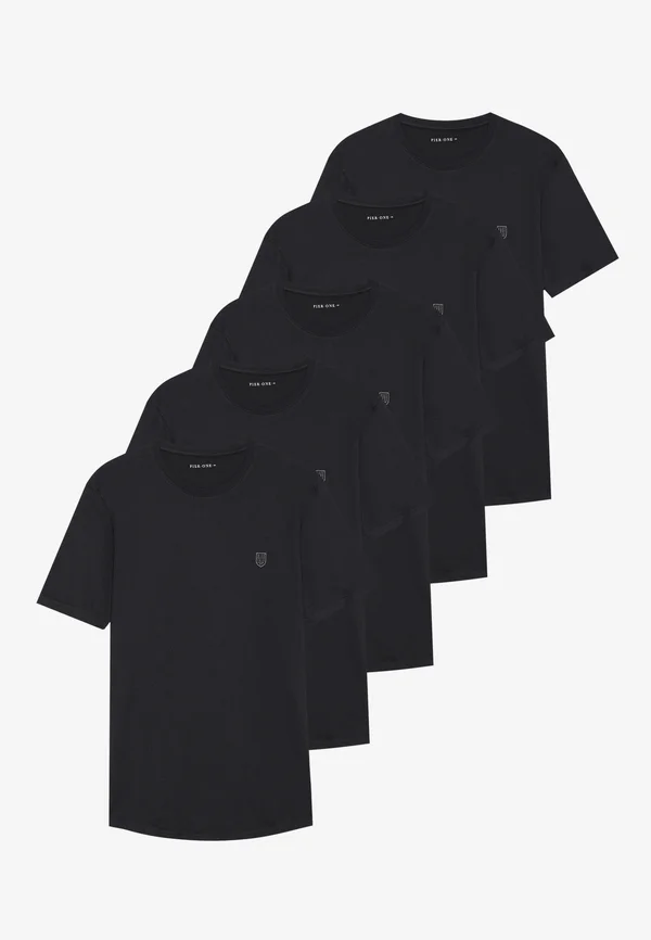 5 PACK BASIC CURVED HEM - Basic T-shirt - true black