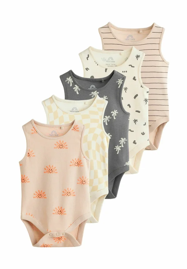 5 PACK - Body - monochrome cream tropical print