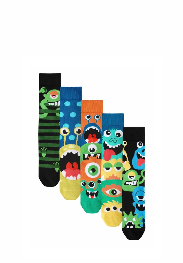 5 PACK PATTERN  REGULAR FIT - Socks - green black monster