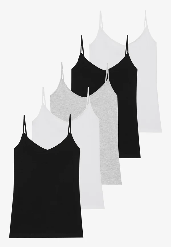 5 PACK - Top - black/white/mottled grey