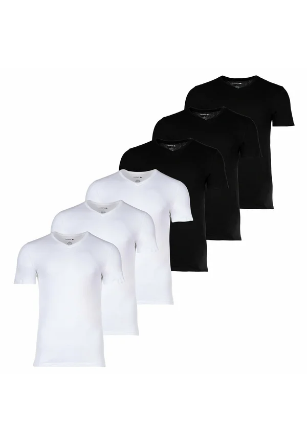 6ER PACK - ESSENTIALS V-AUSSCHNITT SLIM FIT EINFARBIG - Basic T-shirt - weiß schwarz