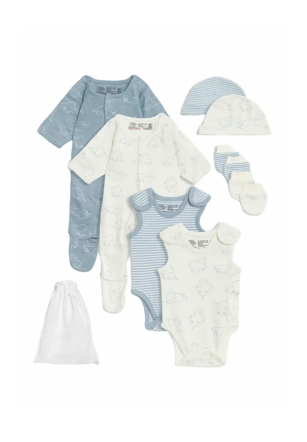 8PC PREMATURE ELEPHANT STARTER SET - Beanie - blue mix