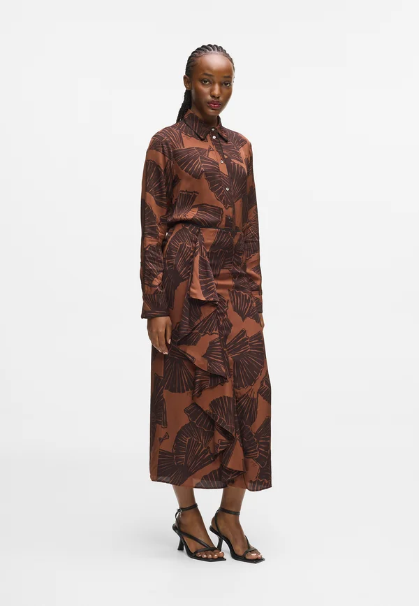 A-line skirt - graphic fan friar brown
