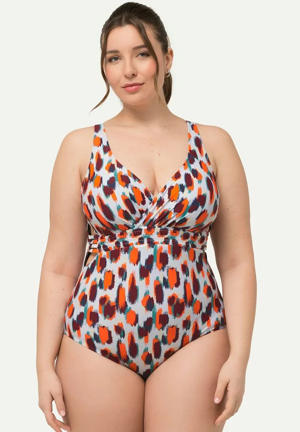 ABSTRACT PRINT CUTOUT  - Swimsuit - snow white