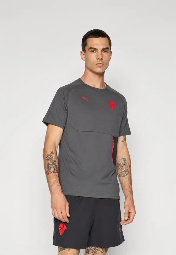 ACM POCKET TEE - Club wear - shadow gray/for all time red