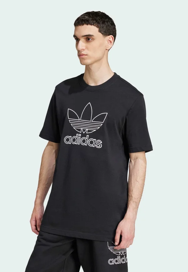 ADICOLOR OUTLINE TREFOIL - Print T-shirt - black