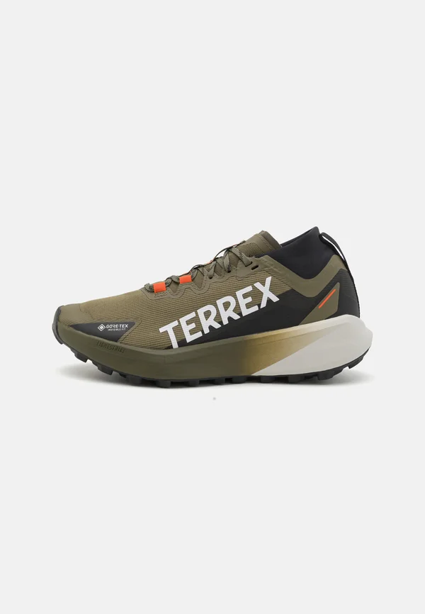 AGRAVIC - Trail running shoes - olive strata/cloud white/semi impact orange