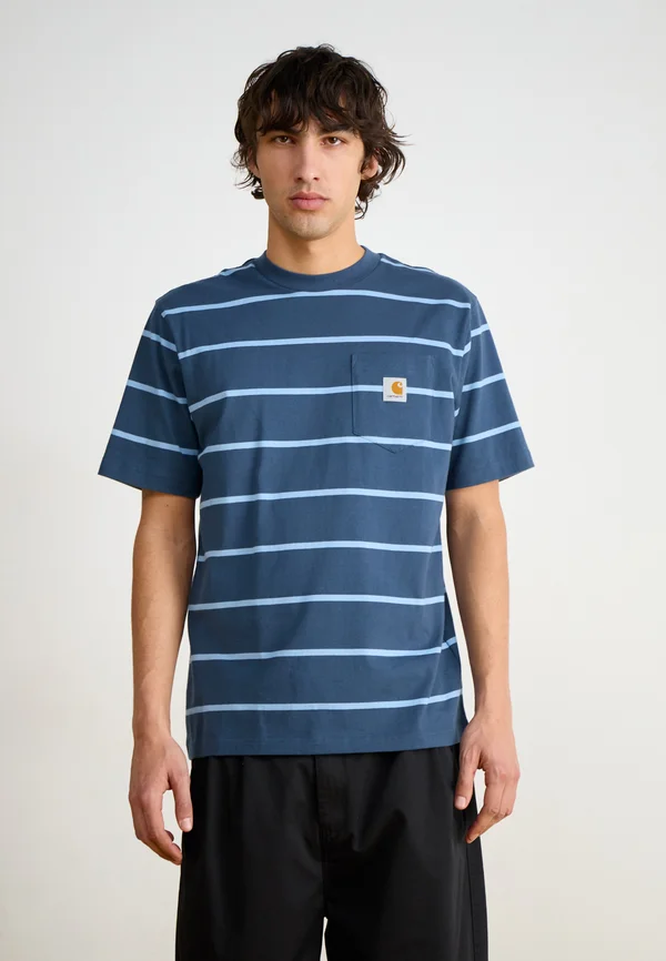 AIKEN POCKET  - Print T-shirt - dusky blue
