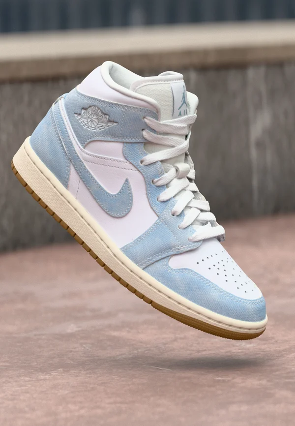 AIR JORDAN 1 MID SE - High-top trainers - white/worn blue/sail/light brown