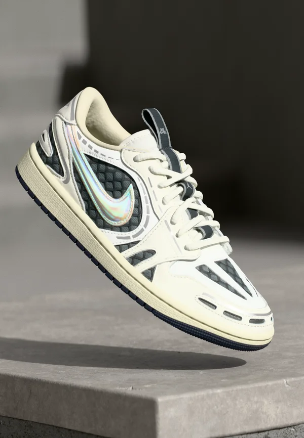 AIR JORDAN 1 - Trainers - sail/metallic silver-coloured/coconut milk/anthracite/smoke grey