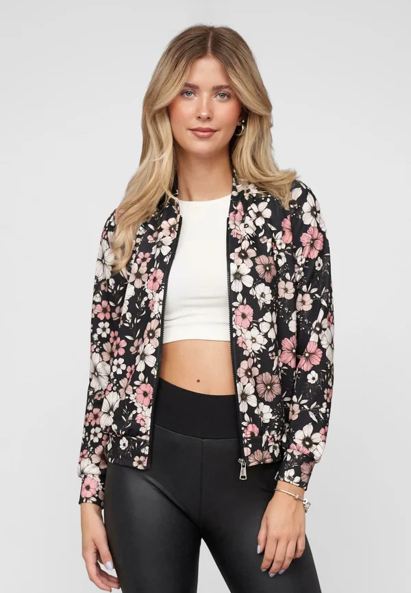 ALL-OVER FLOWER - Bomber Jacket - black