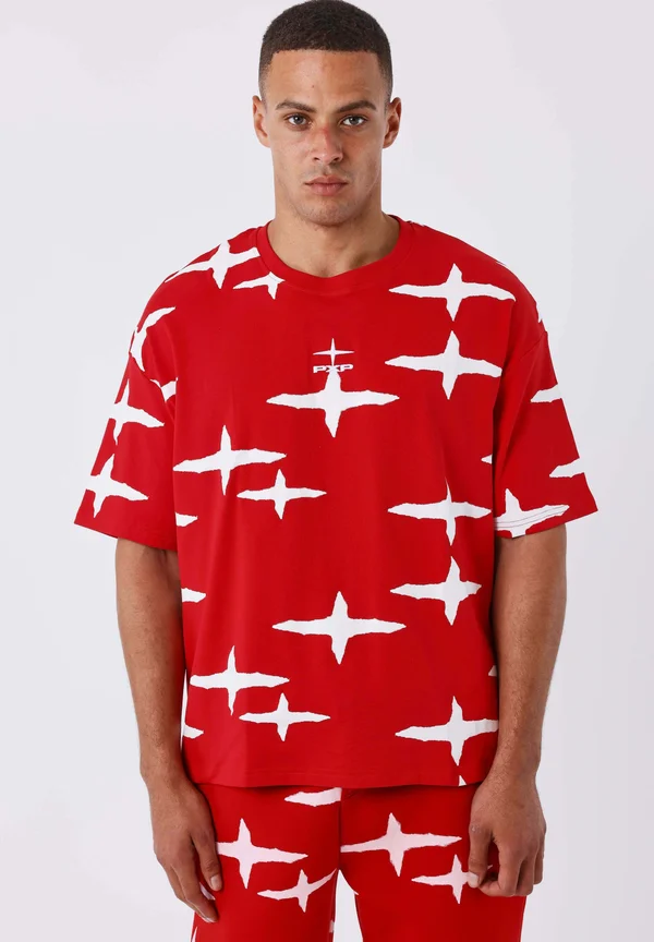 ALL OVER POLARIS BRUSH - Print T-shirt - rouge   blanc