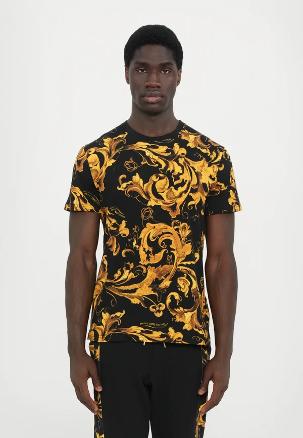 ALL OVER - Print T-shirt - black/gold-coloured
