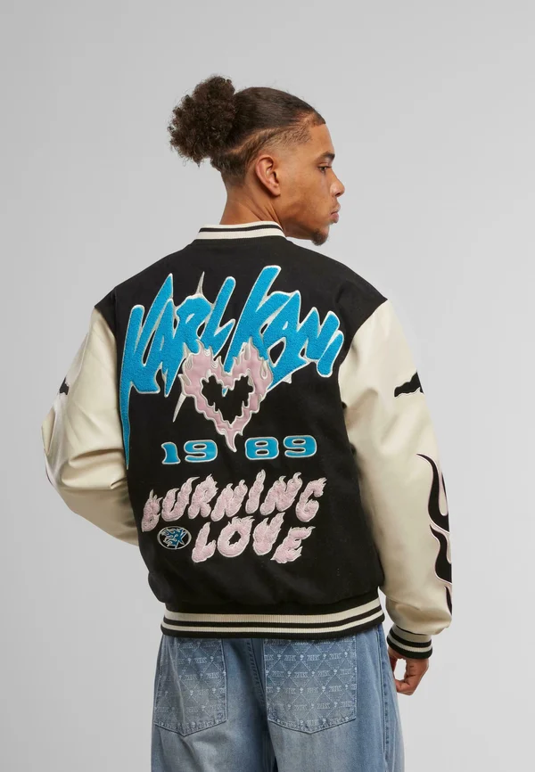AMOR FLAMES COLLEGE - Bomber Jacket - black blue rose