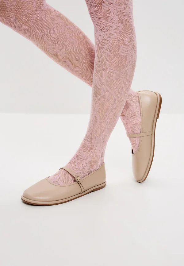 Ankle strap ballet pumps - beige