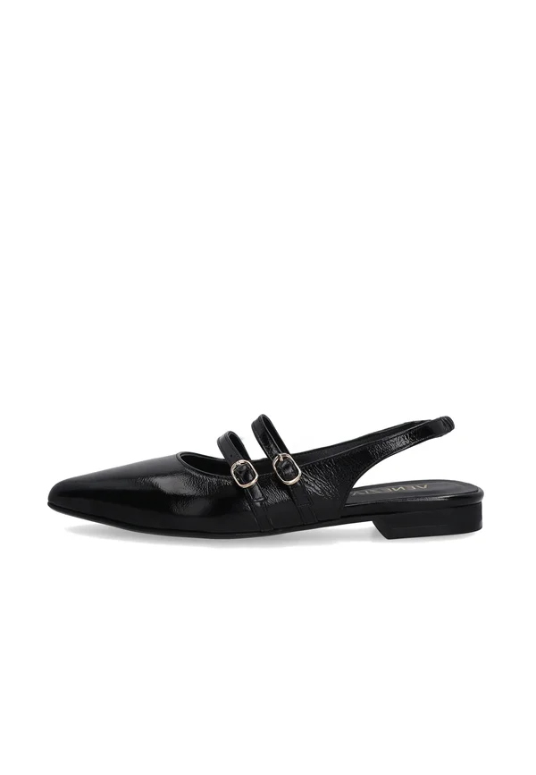 Ankle strap ballet pumps - black
