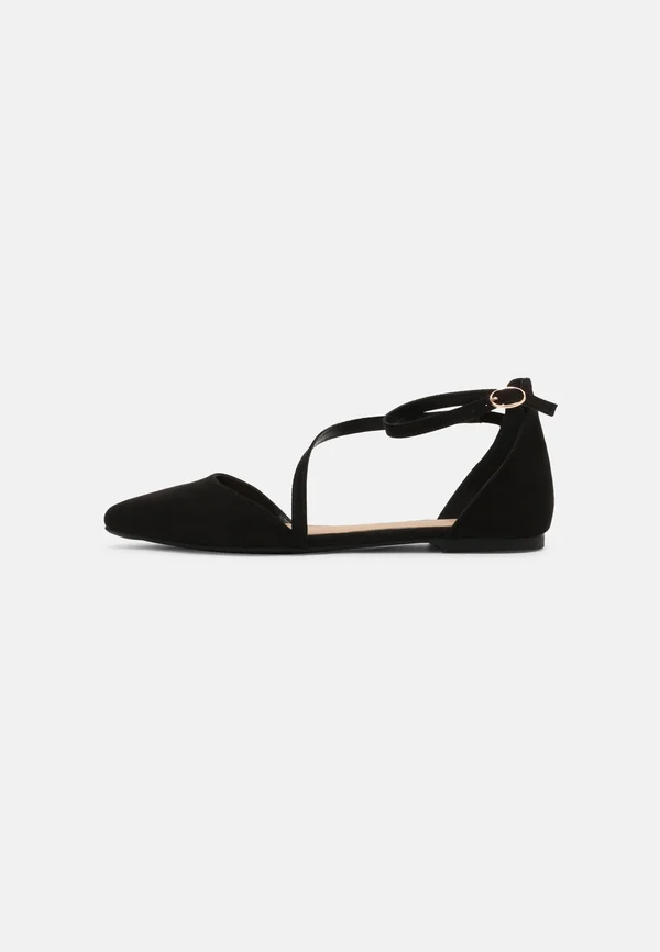 Ankle strap ballet pumps - black