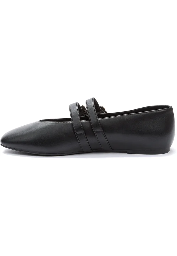Ankle strap ballet pumps - black
