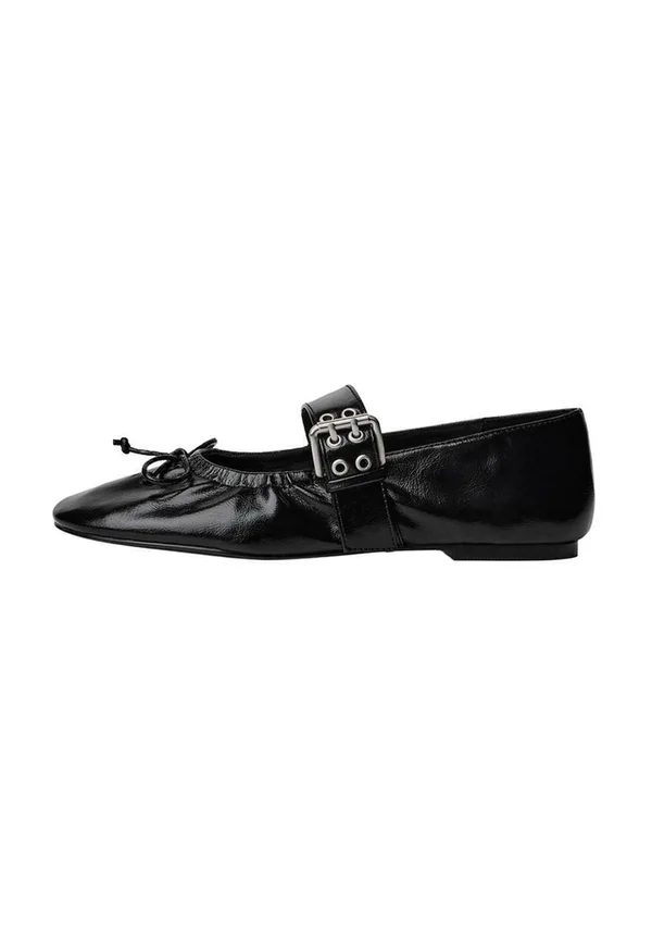 Ankle strap ballet pumps - black