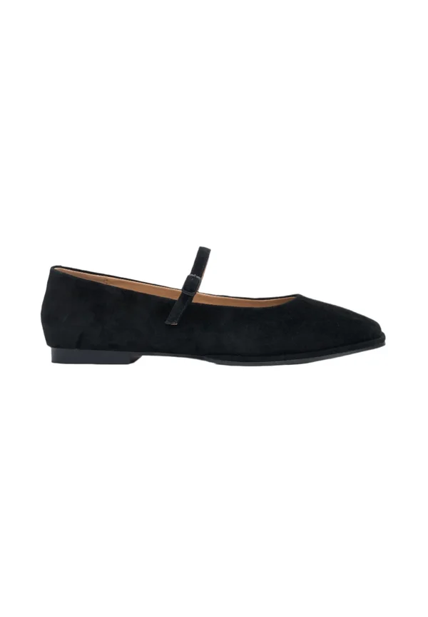 Ankle strap ballet pumps - black