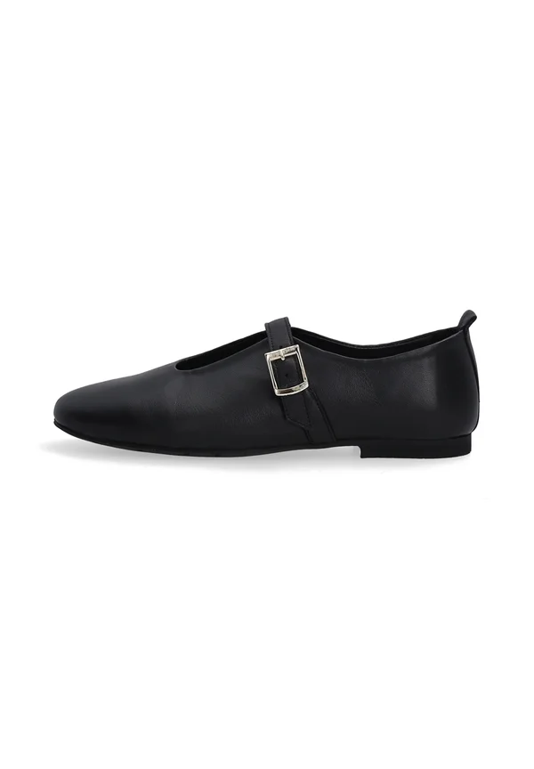 Ankle strap ballet pumps - black
