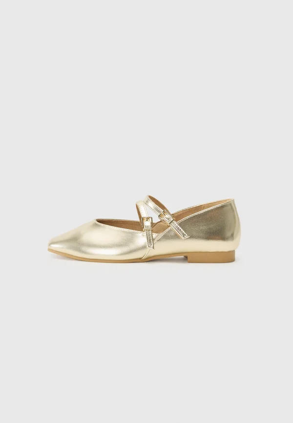 Ankle strap ballet pumps - gold-coloured