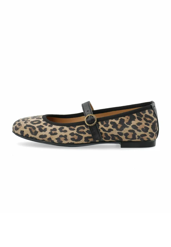 Ankle strap ballet pumps - leopard print