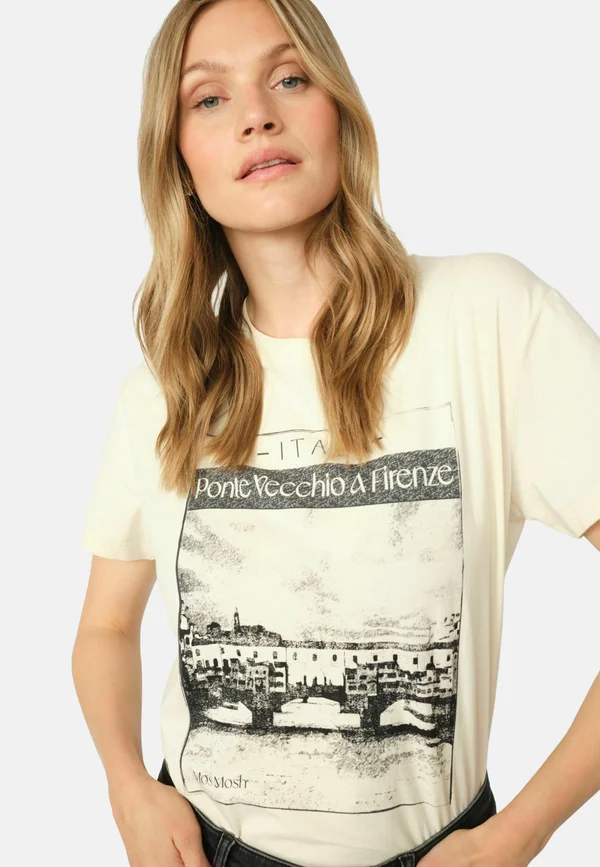 ANSIE O-TEE - Print T-shirt - ecru