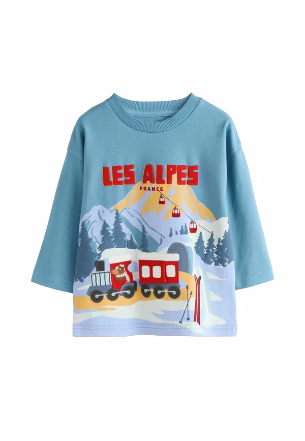 APPLIQUÉ - Long sleeved top - blue les alpes interactive