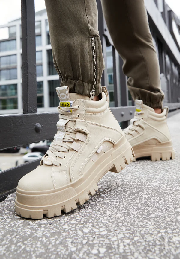 ASPHA MID - Platform ankle boots - beige