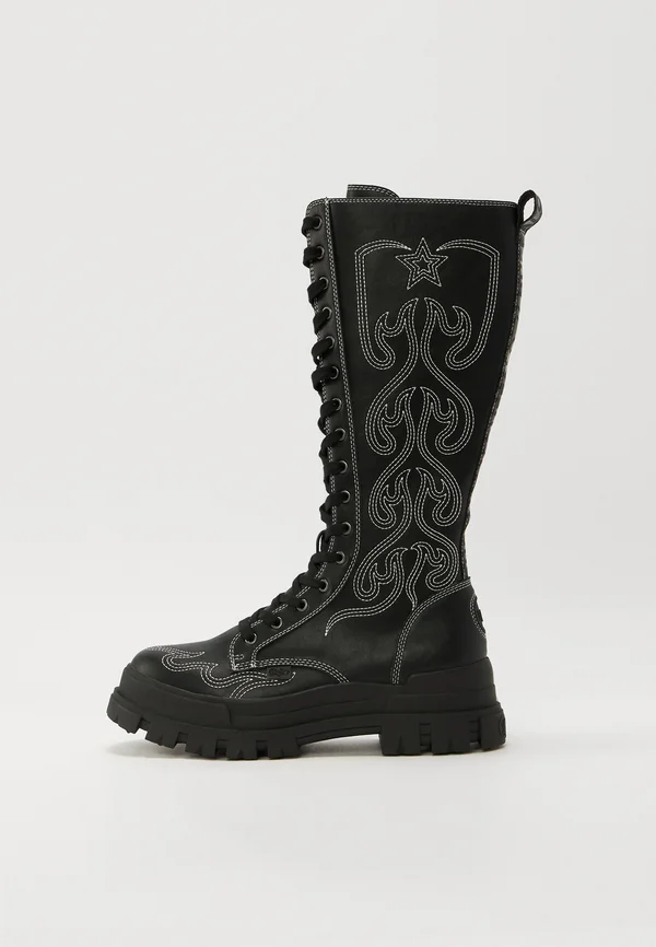 ASPHA ON WEST - Lace-up boots - black/white
