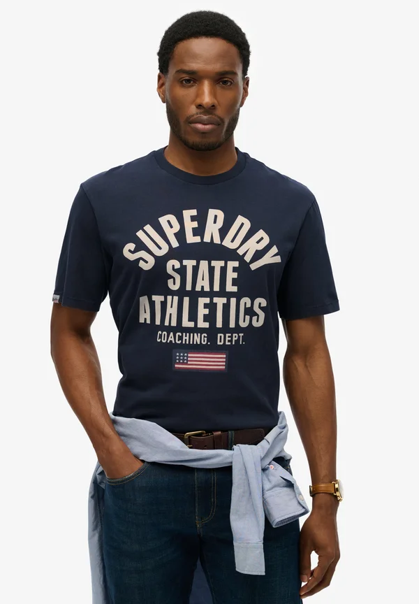 ATHLETIC ESSENTIAL GRAPHIC - Print T-shirt - bradley navy