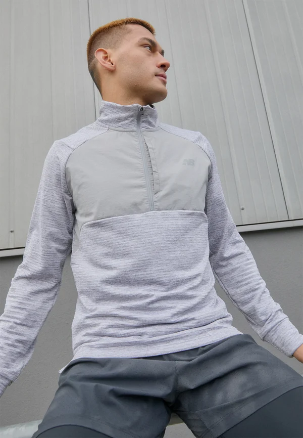 ATHLETICS GRID 1/2 ZIP - Long sleeved top - athletic grey