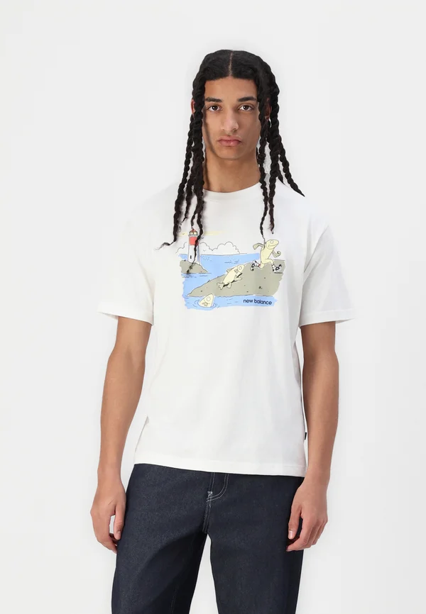 ATHLETICS RUNNING FISH - Print T-shirt - sea salt