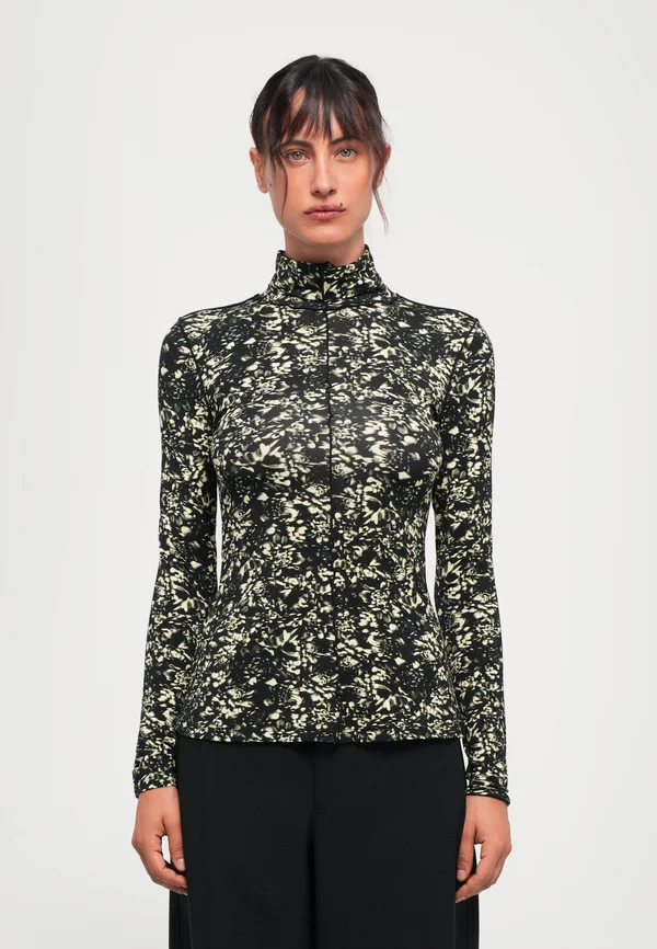 AUDREY IN PRINTED - Long sleeved top - black/lemon