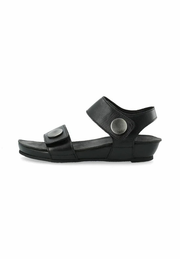 AVA BUTTON - Wedge sandals - black
