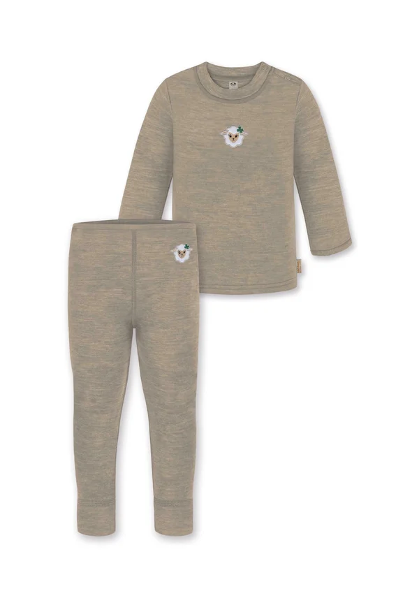BABY WINTER MERINO UNTERWÄSCHE SET FEINSTRICK WOLLPULLOVER UND HOSE  - Base layer - beige
