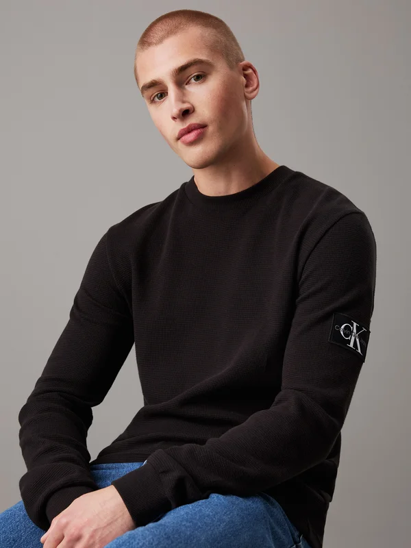 BADGE TEE - Long sleeved top - black