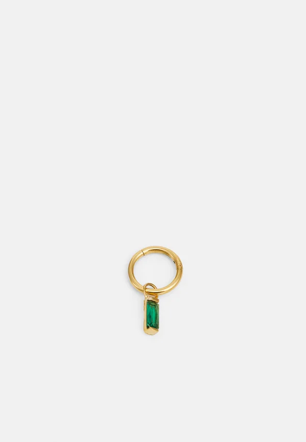 BAGUETTE CHARM DROP CLICKER HOOP - Single earring - emerald