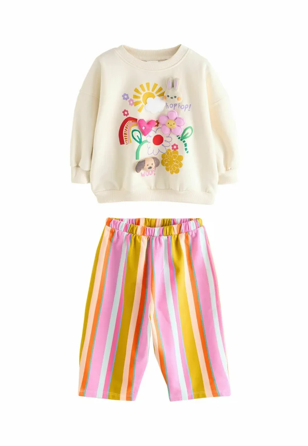 BARREL LEG JOGGERS SET - Tracksuit - cream stripe padded characters