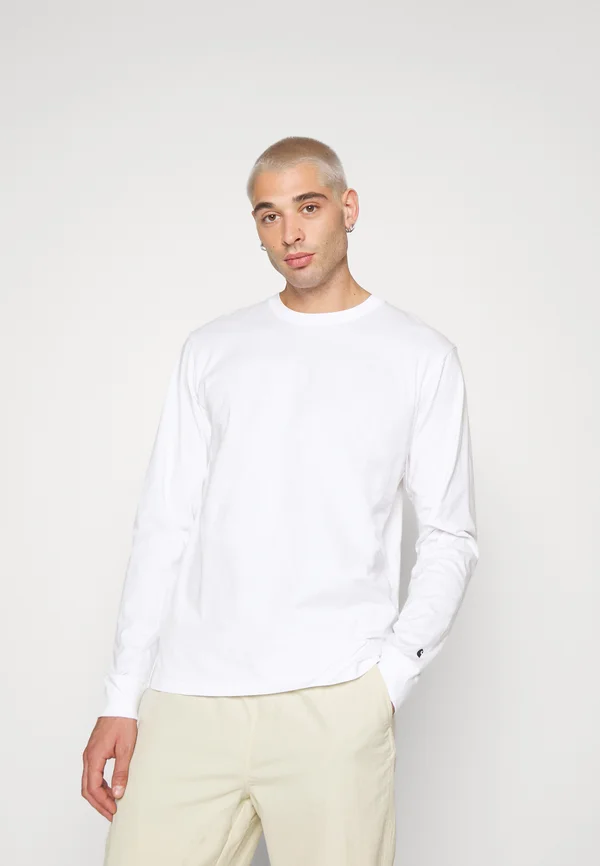 BASE - Long sleeved top - white/black