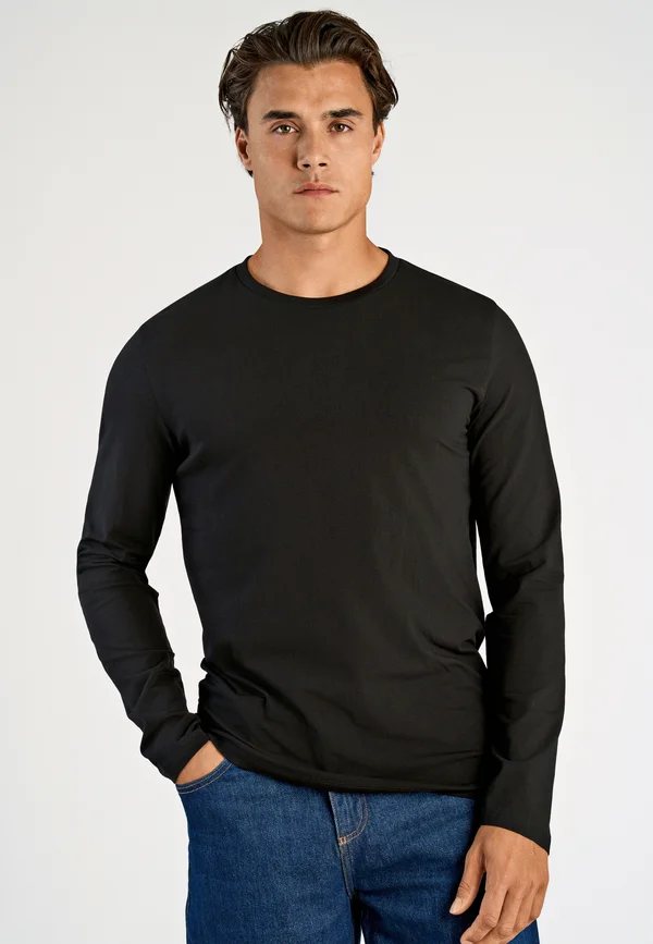 BASIC O-NECK STRETCH LS - Long sleeved top - black
