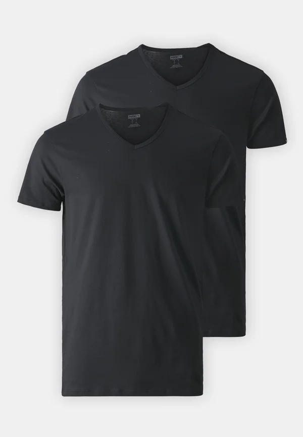 BASIC  VNECK 2 PACK - Undershirt - black