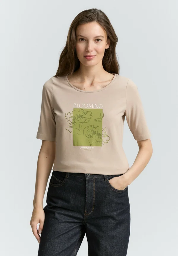 BASIC WITH PRINT - Print T-shirt - soft taupe grey