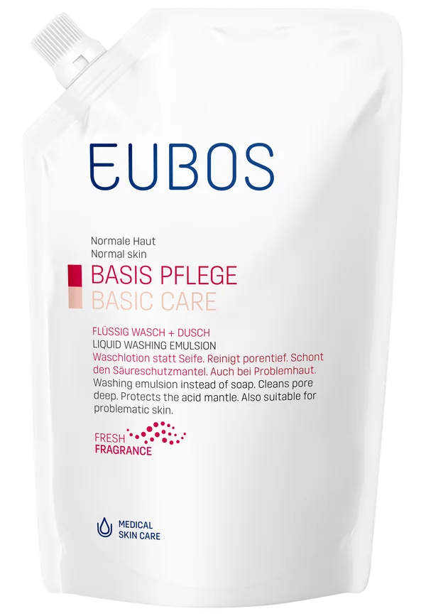 BASIS PFLEGE FLÜSSIG WASCH + DUSCH, ROT, NACHFÜLLBEUTEL - Liquid soap - rot