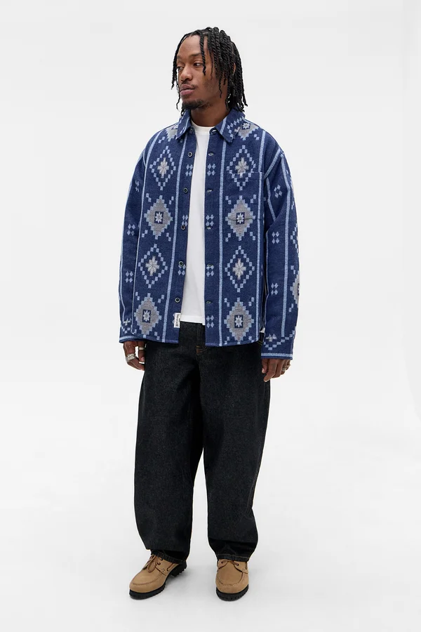 BDG PLAID AZTEC - Shirt - navy