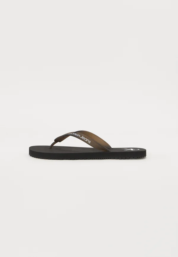 BEACH TRANSPARENT - T-bar sandals - black/bright white
