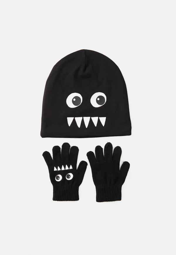 BEANIE AND MAGIC GLOVES GLOW IN THE DARK UNISEX SET - Beanie - black
