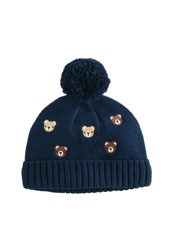 Beanie - navy bear all over embroidered